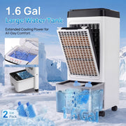 Yuyongr Portable Air Conditioner 3-in-1 Evaporative Cooler Fan with 6L Pull-Out Water Tank, 3 Speeds, 4 Modes, 120 Oscillation, 7-Hour Timer, White, H484188AIRFAN