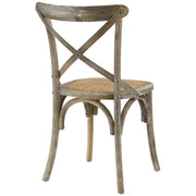 Modway Gear Dining Side Chair, Gray Elm Wood Frame, Natural Rattan Seat, Tapered Legs, Fully Assembled, EEI-1541-GRY
