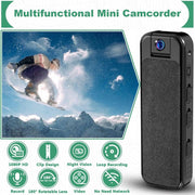 Stock Preferred Mini Body Cam 1080P HD Video Recorder with Night Vision, 180 Rotatable Lens, Clip-On Action Camera, Built-In Battery, Black