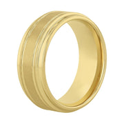 Brilliance Fine Jewelry TG17667/9 Men Gold-Tone Tungsten Grooved Step Edge 9MM Wedding Band Comfort-Fit Ring TG17667/9