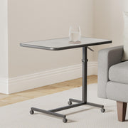 ProHeal Medical Overbed Table, Adjustable Height 27-40 in, Spill-Proof Laminate Top, Powder-Coated Steel Frame, 2 in Swivel Wheels, Reinforced H-Base, Gray