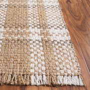Safavieh Natural Fiber Hudson Geometric Area Rug, Handmade Jute, Natural/Bleach, 6 ft x 9 ft, Flat Woven, NF841A-6