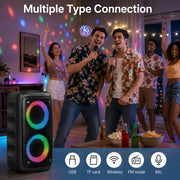 Volivo Portable Bluetooth Party Speaker, Dual 3-Inch 10W Speakers, RGB Lights, Wireless, Black