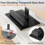 HOMOUNT Universal Tabletop TV Stand w/Tempered Glass Base, Adjustable Height w/5 Levels, Fits 24-60 Inch TVs