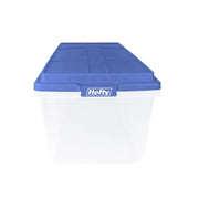 Hefty HFT-7164-010-470-676 113 Qt. Clear Storage Bin with Blue HI-RISE Lid