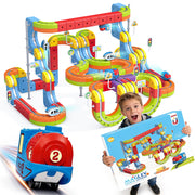 BRISTLIX 141PCS Electric Train Set with Flexible 3D Magnetic Race Track STEM Toy for Kids Ages 3-8, 699-68A