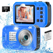 SEREE Waterproof Compact Digital Camera, 4K UHD Video, 64MP Photos, 16X Digital Zoom, IP68 Waterproof to 16ft, Floating Design, 2.4