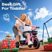 JoyStone 2-in-1 Toddler Tricycle, Kids Trike with Parent Push Handle, Upgraded-Pink - Material: ABS