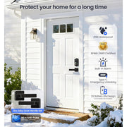 Veise Wifi Smart Door Lock with Lever Handle Set, Fingerprint Keyless Entry, Electronic Digital Keypad, Deadbolt, Matte Black