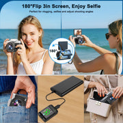 ACTITOP Digital Camera, 64MP UHD 4K, WiFi Enabled, 3-Inch 180 Flip Screen, 16X Digital Zoom, Point and Shoot, Black