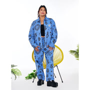 Hija De Tu Madre Unisex Carpenter Pants, Dutch Blue, Sacred Heart Graphic, 100% Cotton Twill, Relaxed Fit, Adjustable Waist, XS-3XL