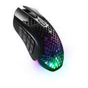 SteelSeries Aerox 9 Wireless Gaming Mouse, Ultra-Lightweight Honeycomb Design, 18 Programmable Buttons, TrueMove Air Optical Sensor 18K DPI, IP54 Water Resistant, Bluetooth 5.0 and 2.4 GHz, USB-C Charging, Black