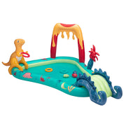 Bluescape Dino Inflatable Play Center, Dinosaur-Themed Kiddie Pool with Built-In Water Sprayer, Soft Slide, Inflatable Toys, Durable Puncture-Resistant Material, Multicolor