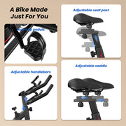 Patbrela Indoor Exercise Bike, 100% Adjustable Resistance, Quiet Operation, Compact Design, Black, QK101