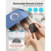 ALLJOY Collapsible Foot Spa Bath Massager with Adjustable Heating, Oxygen Bubble Jets, Remote Control, Timer, Pumice Stone, Foldable Design, Blue-White