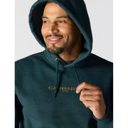 Carhartt Men's Rain Defender Loose Fit Midweight 1889 Graphic Hoodie, Greenstone Heather, 107031