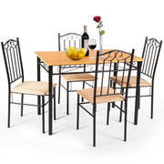Costway HW52163 5-Piece Dining Set Wood Metal Table and 4 Chairs