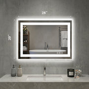 Edx Bathroom Vanity Mirror, 20 x 28 in, Lighted Anti-fog LED with Dual Light Source and Three Lighting Modes, White, WMED-MI