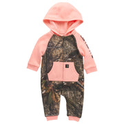 Carhartt Fleece Zip-Front Hooded Long-Sleeve Camo Coverall Bodysuit for Babies - Mossy Oak Country DNA - 18 Months