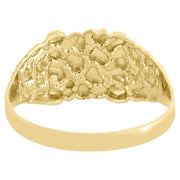 JFL Diamond Jewelry Real 10K Yellow Gold Men's Nugget Ore Style Pinky Ring, 10.5mm Wide, Size 7