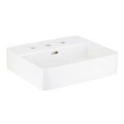 Hibiscus White Rectangular Fireclay Vessel Sink - 8