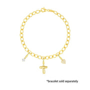 Brilliance Fine Jewelry Simulated Diamond Initial T Charm Set, 14KT Gold Plated Sterling Silver, Push In Closure