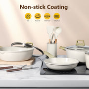 GIPP 22pcs Ceramic Nonstick Cookware Set, Dishwasher Safe, Induction Compatible, White