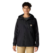 Carhartt Women's Monterey Waterproof Jacket, Lightweight, Packable, Hooded, Black, Large, 106904