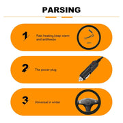 RYGRZJ J1 Heated Steering Wheel Cover Universal 14.5 to 15.5 Inches Diameter Plush Material