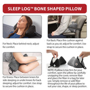 Core Products Sleep Log Bone Shaped Chiropractic Neck and Back Pillow, Adjustable Firmness, Black, 14 in x 7 in x 7 in, 60 in Strap, FIB-237