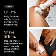 Braun Silk-epil 9 Flex SkinSpa Epilator with Fully Flexible 360 Pivoting Head, 40 MicroGrip Tweezers, Wet and Dry Use, White/Tinted Gold, SES9-481 3D