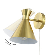 Safavieh Jordie LED Wall Sconce, Modern Brass Gold Iron Cone-Shaped Downlight with Glass Shade, 40W, 420 Lumens, SCN4143B