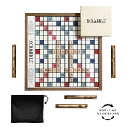 WS Game Company Scrabble Deluxe Vintage Edition Board Game with Rotating Wooden Cabinet, Raised Letter Tile Grid, Built-in Storage, for 2-4 Players Ages 8+, 15.6 in, 6.5 lb, 28810-ALT