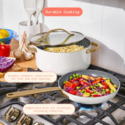Beautiful 21-Piece Ceramic Nonstick Cookware Set with EverGood Ceramic Coating, White Icing