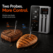 AYMDKI Wireless Meat Thermometer with Dual Probes, 6 Sensors, 0.5S Instant Read, LCD Display, IP67 Waterproof, 400FT Bluetooth Range