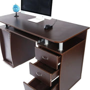 FCH Ktaxon Brown Computer PC Desk Home Office Study Writing Table 3 Drawers Bookcase, Coffee