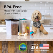 IRIS USA Airtight Pet Food Storage Container, 10 lbs Capacity, 2 Pack, Clear Body with Black Lid, BPA Free, 500305