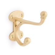 PRUE BRASS DOUBLE HOOK - SATIN BRASS