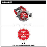 Milwaukee 2834-20 M18 FUEL 18V Lithium-Ion Brushless Cordless 7-1/4 in. Circular Saw (Tool-Only)