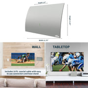 Mohu Gateway Plus Amplified Indoor HDTV Antenna, 60-Mile Range, Multi-Directional UHF VHF Reception, LED Signal Indicator, Warm Grey, Includes 10ft Coaxial Cable and USB Power Injector, GATEWAYXG
