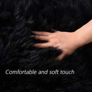 Latepis Shag Rug 5x7, Ultra Soft Faux Sheepskin Fur, Washable Fluffy Black Area Rug for Living Room and Bedroom
