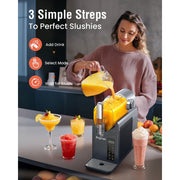 Hewcham Airpher Slushie Machine, 200W Motor, 68oz Capacity, 7 Preset Programs, Self-Cleaning, Quick Freeze in 35 Minutes, Gray, R2