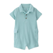Carters Baby Boys One Piece Polo Romper, Mint Green, Short Sleeve