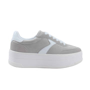 No Boundaries Women's Platform Sporty Sneakers, Lace-Up, Memory Foam Insole, Grey, Size 10