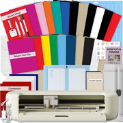 Cricut z20-12404-G9 Explore 5 Cutting Machine Essentials Bundle with Smart Vinyl and Heat Transfer Sheets, Multicolor, DIY Decals and Stickers