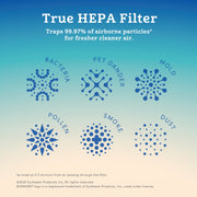 Bionaire True HEPA Sense Air Purifier, 4-in-1 Filtration, Aromatherapy, Sunrise Wake-Up Light, Red Light Sleep Support, White, 99000BAP