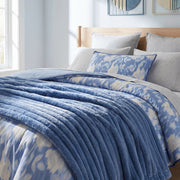 Mainstays Channel Faux Fur Blanket, Reversible, Blue Jewel, King Size 102 in x 90 in