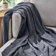 Better Homes and Gardens BH64100123112A Chunky Knit Charcoal Throw, Cotton-Blend, 50