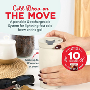 Dash DCBM10SWLCM4 Brew2Go Portable Cold Brew System, Single Serve, 10 Minute Brew, Refillable, with Travel Lid and Straw