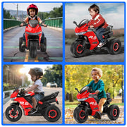 Spptty 12V Electric Kids' Ride-On Motorcycle With 3 Wheels, Red